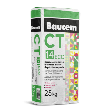 Adeziv pentru polistiren Baucem CT14 Eco, lipire si spacluire, 25 kg